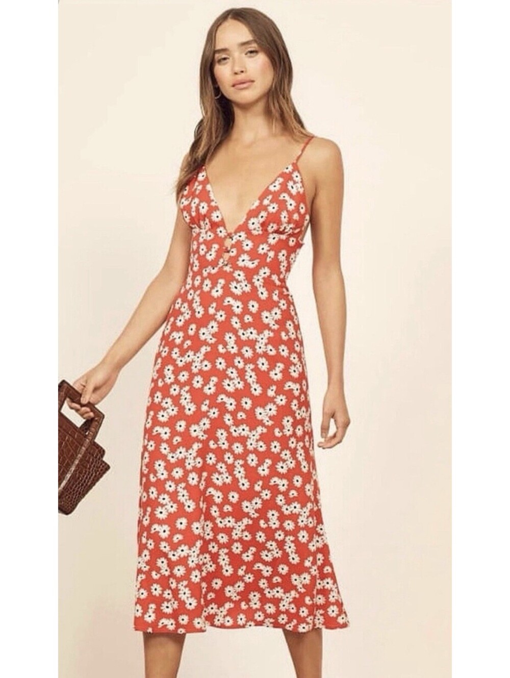 Reformation Montague Red Oopsie Daisy Sleeveless Dress Size 2